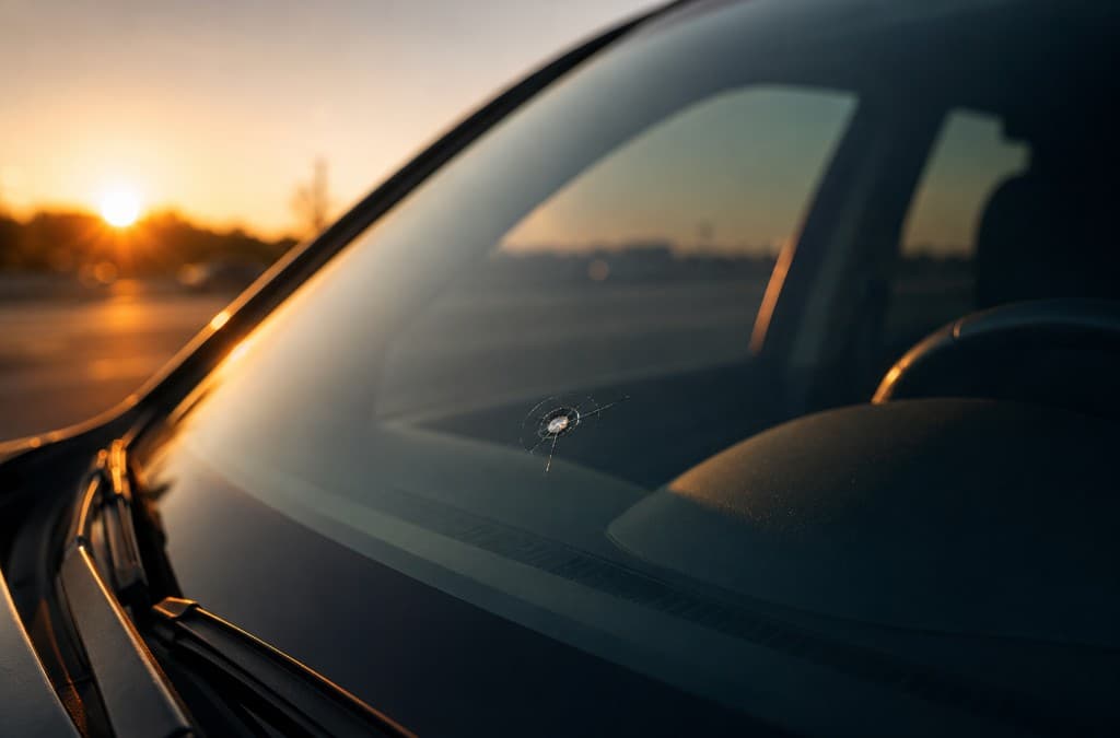 Windshield rock chip close-up — Summit Auto Glass Rock Chip Protection